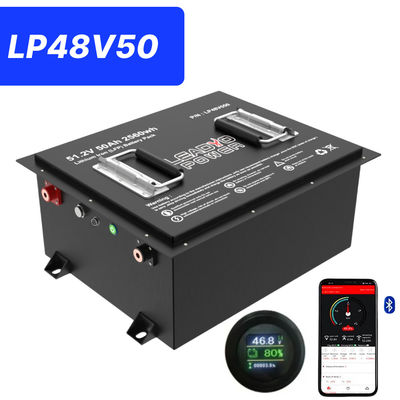 48V 50Ah 51.2V2 150Amp LiFePO4 Pin xe gôn với màn hình LCD và Bluetooth